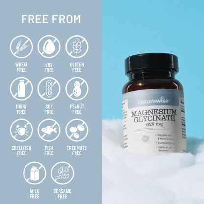 NatureWise Magnesium Glycinate 625 mg - High Absorption Chelated Magnesium Glycinate for Sleep, Relaxation, Muscle & Bones* - Gentle on Stomach, Vegan, Non-GMO - 30 Capsules[30-Day Supply] NatureWiseBuy Supplements Australia