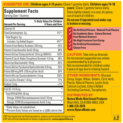 Nature Made Kids First Multivitamin with Omega-3, Kids Gummy Multivitamins with Vitamins and Minerals for Nutritional Support, 70 Gummies