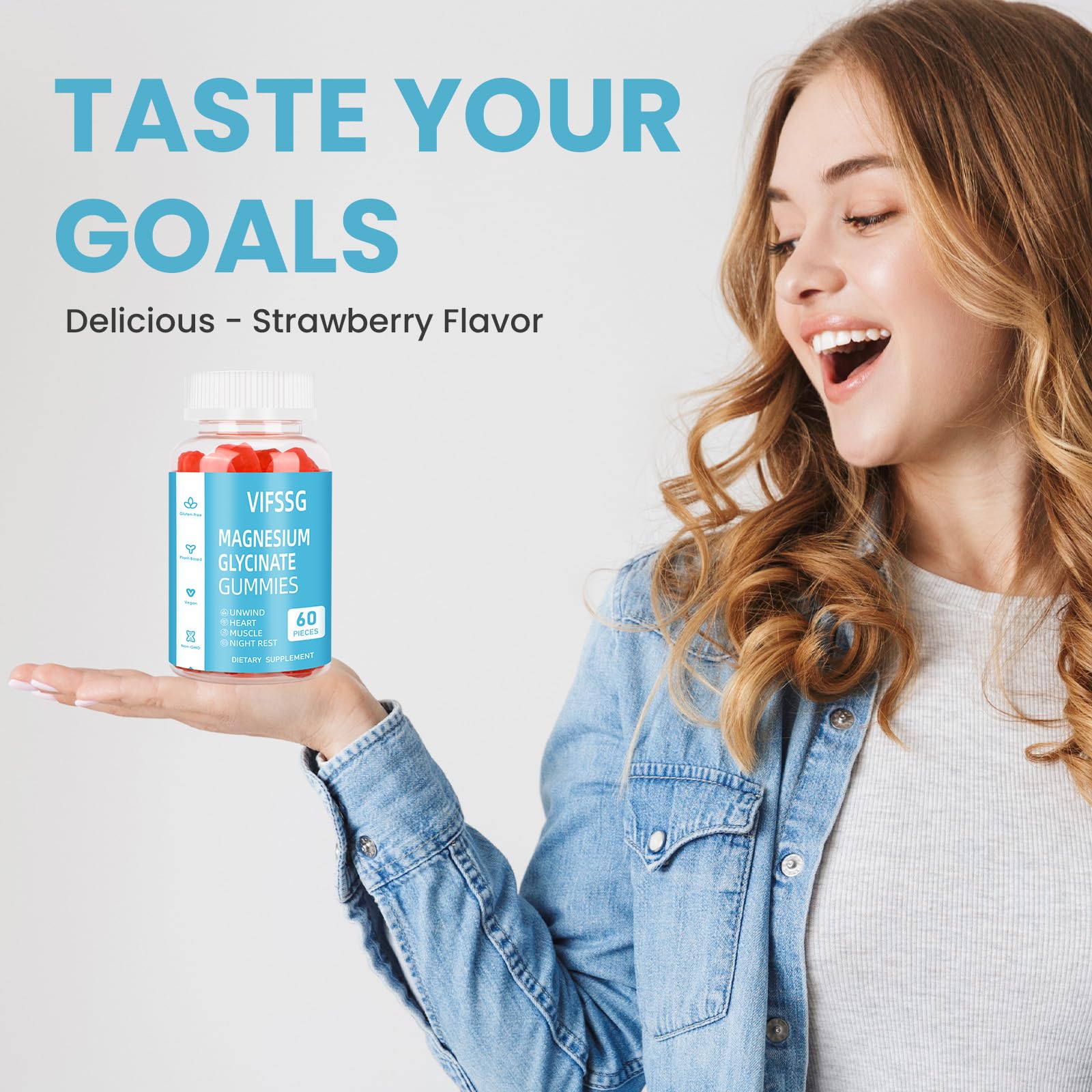 Magnesium Glycinate Gummies 400mg, Sugar Free Gummies with Magnesium L-Threonate 200mg - Magnesium Supplement Chewable Gummies for Women & Men Vegan, Organic Gummies 60 Count VIFSSGBuy Supplements Australia
