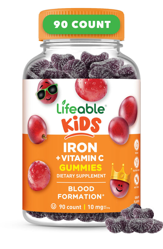 Iron Supplements for Kids | 10mg | with Vitamin C | Great Tasting Iron Gummies for Kids | Vegan Non GMO Kids Iron | for Immune Health