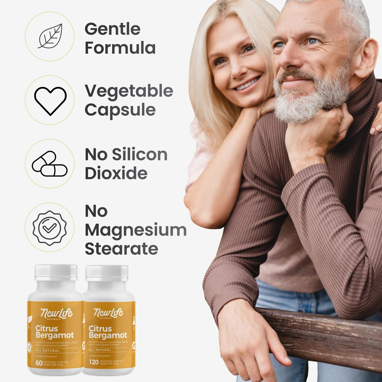 NewLife Naturals Citrus Bergamot Supplements 500 MG - Heart Health - Supplement for Wellness and Aging Support