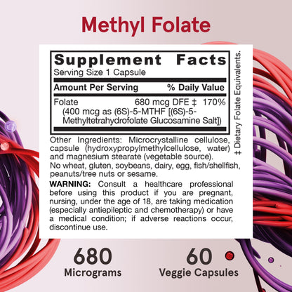 Jarrow Formulas Extra Strength Methyl Folate 400 mcg, Dietary Supplement for Cardiovascular and Neurologic Health Support