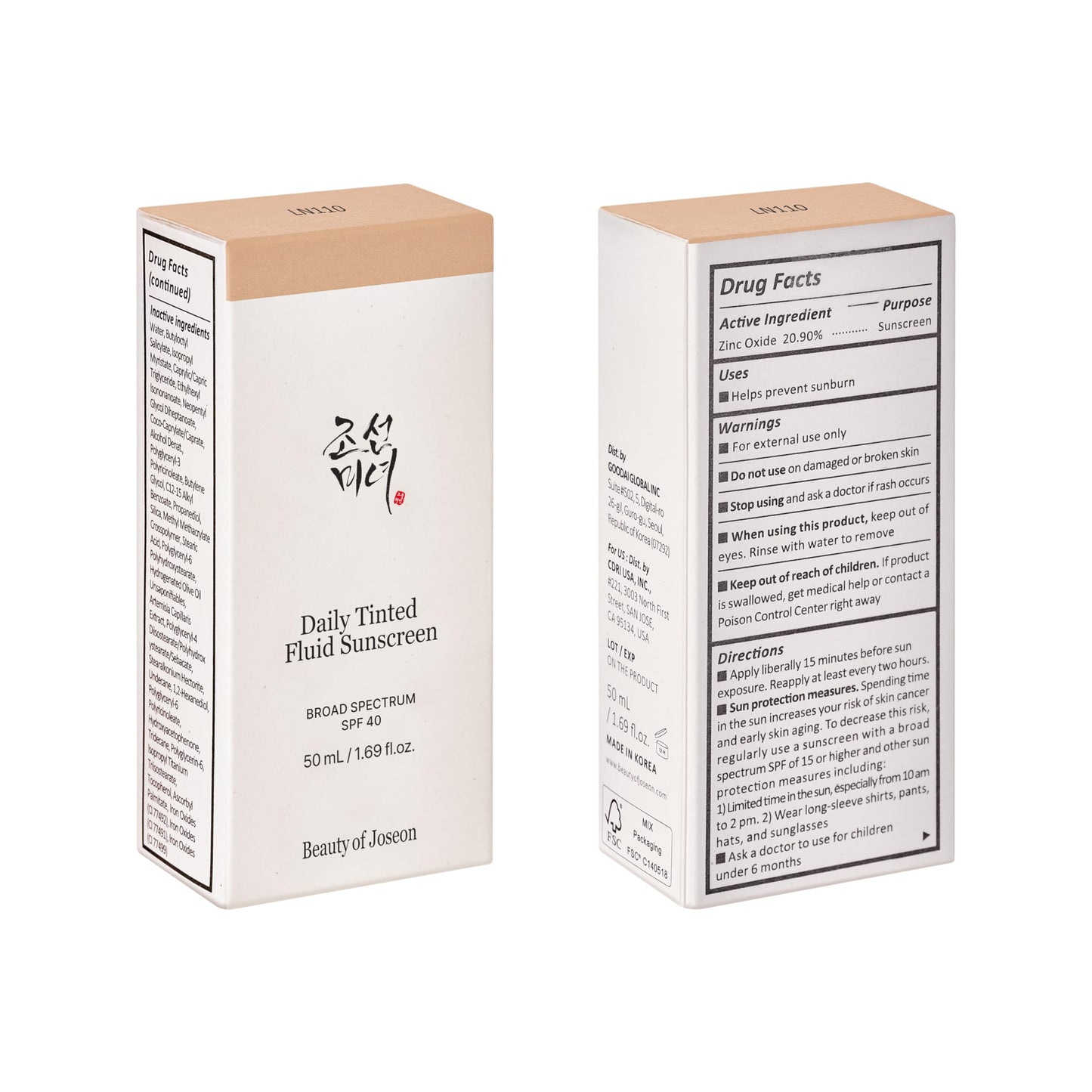 Beauty of Joseon Daily Tinted Fluid Sunscreen 12 Shades for Face Moisturizing Broad Spectrum SPF 40 Korean Skincare 50ml, 1.69 fl.oz #LN110 Beauty of JoseonBuy Supplements Australia