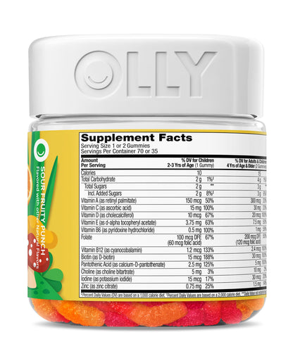 OLLY Kids Multivitamin Gummy Worms, Overall Health and Immune Support, Vitamins and Minerals A, C, D, E, Bs and Zinc, Chewable Supplement