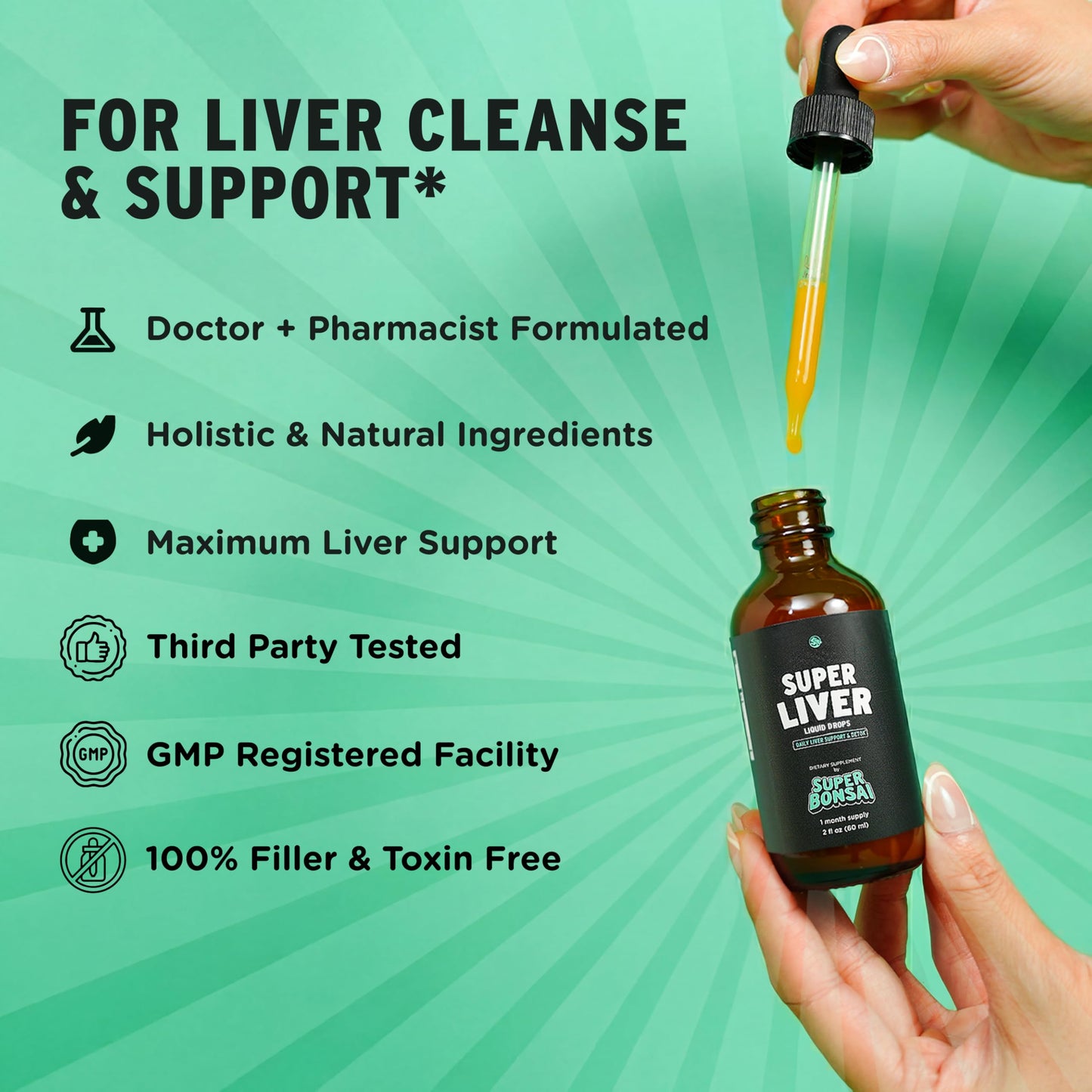 SuperBonsai Milk Thistle Herbal Liquid Supplement - Doctor-Formulated Botanical Blend with Milk Thistle and Dandelion Root - Vegan Non