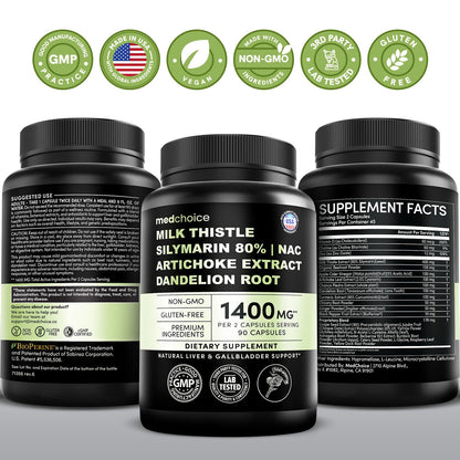 Milk Thistle Supplement w/ NAC, Artichoke & Dandelion – Liver Support Supplement & Gallbladder Supplements in One – Liver Detox – Milk Thistle