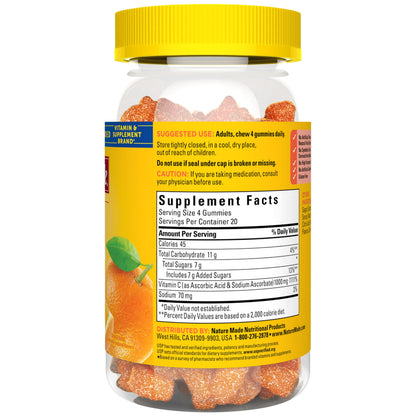 Nature Made Maximum Strength Dosage Vitamin C 1000mg per Serving, Immune Support Vitamin C Gummies for Adults, 80 Gummies, 20 Day Supply