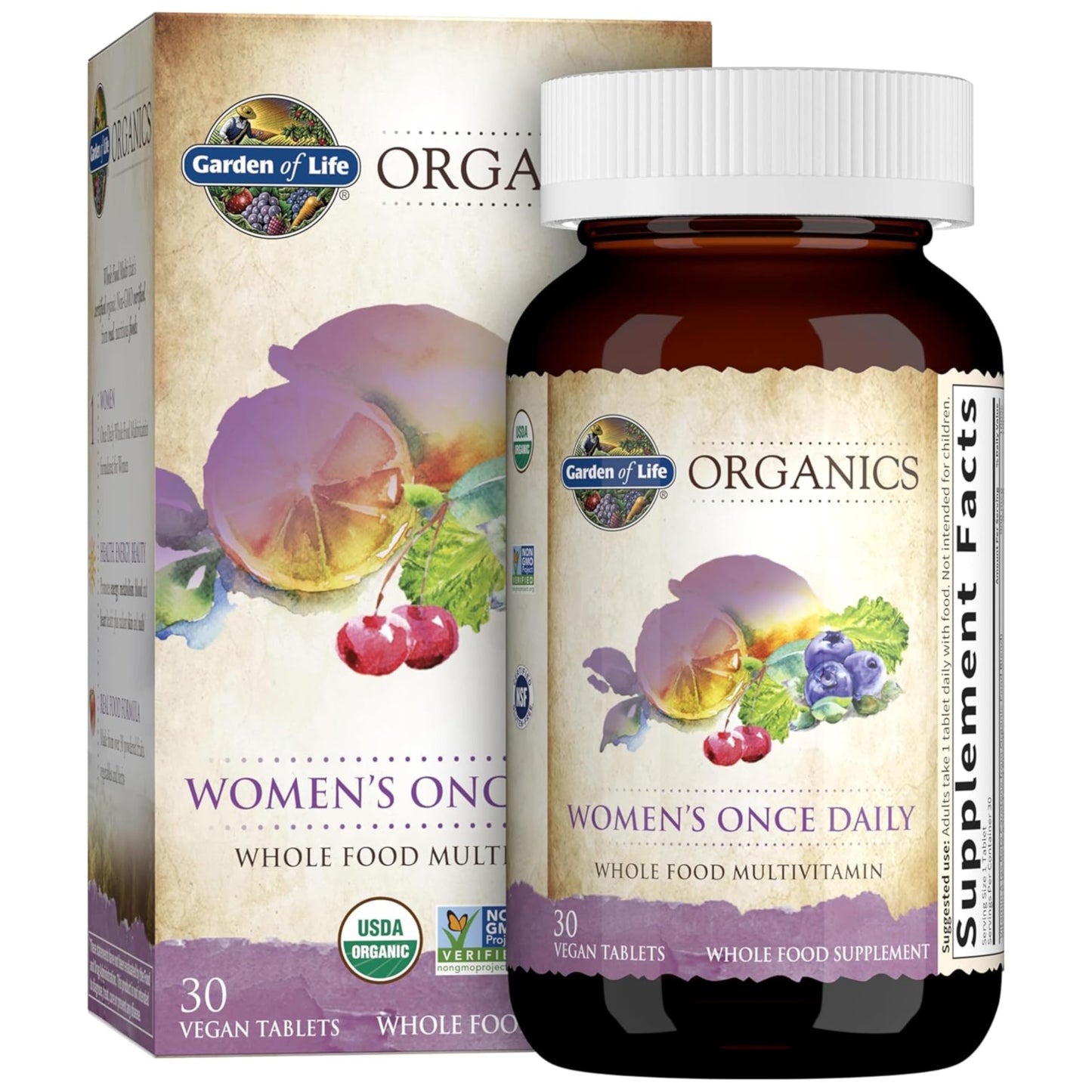 Garden of Life Organics Multivitamin for Women - Women's Once Daily Multi - Whole Food Multi with Iron, Biotin, Vegan Organic Womens Multivitamin for Health