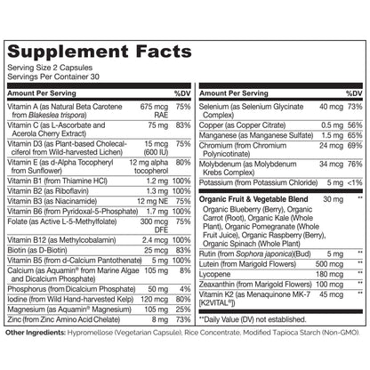 NATURELO Teen Multivitamin - Whole Food Multivitamin for Teenage Boys - Minerals Supplement for Active Kids