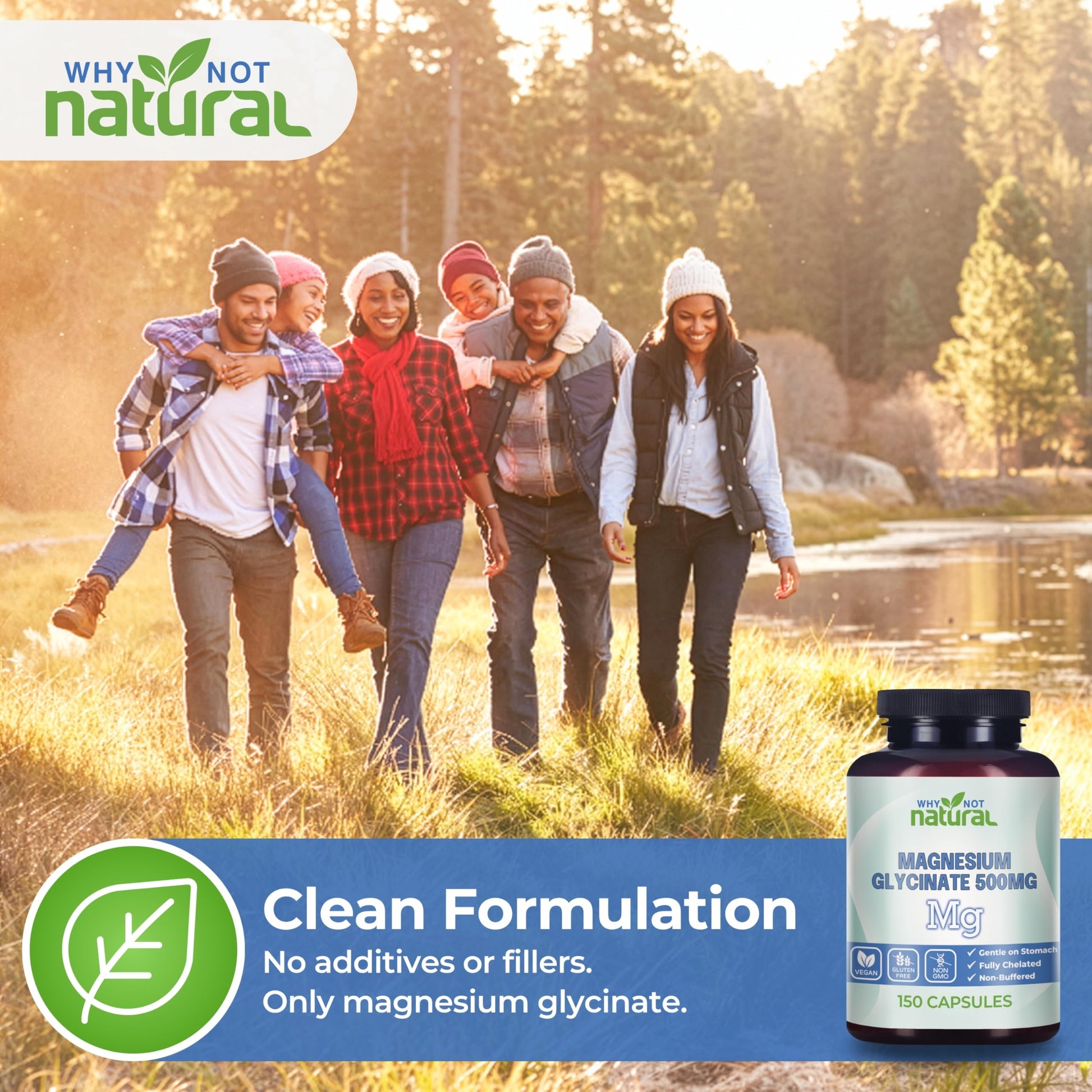 Why Not Natural Magnesium Glycinate 500 mg Capsules Supplement - Vegan, No Filler - Supports Sleep and Relaxation Why Not NaturalBuy Supplements Australia