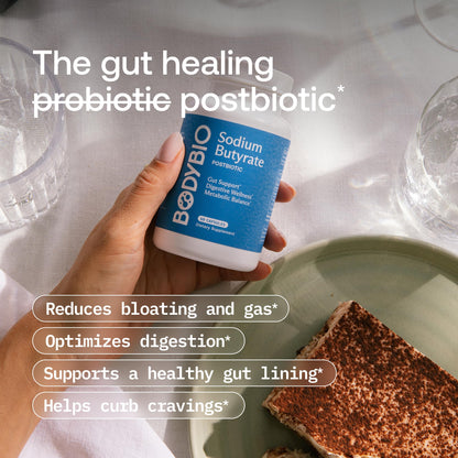 BodyBio Butyrate - Postbiotic for Gut Health, Digestive Support, Bloat, Gas & Constipation Relief, Leaky Gut Repair - Sodium
