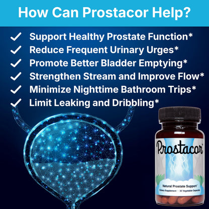 Prostacor - Natural Prostate Support Supplement - Non-GMO, Vegan, Gluten-Free