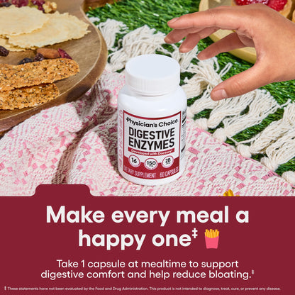 Physician's CHOICE Digestive Enzymes for Bloating & Digestion - 16 Enzymes with Organic Prebiotics & Probiotics for Gut