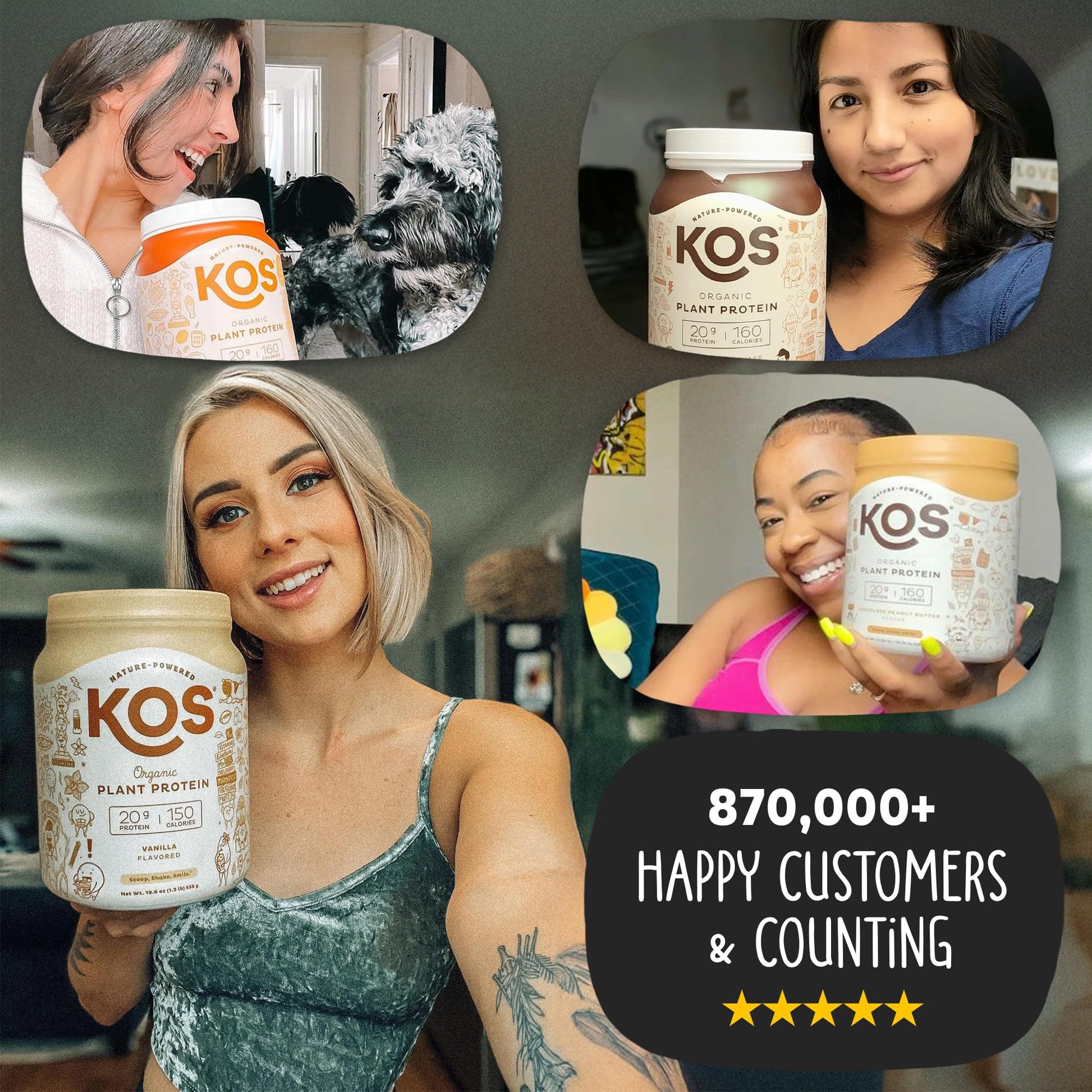KOS Vegan Protein Powder Erythritol Free, Vanilla USDA Organic - Pea Protein Blend, Plant Based Superfood Rich in Vitamins & Minerals - Keto, Dairy Free - Meal Replacement for Women & Men, 28 Servings KOS buy supplements Au