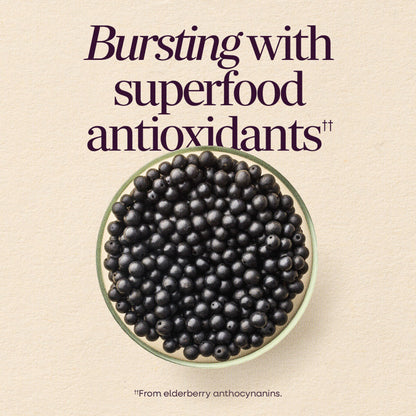 Nature’s Way Sambucus Elderberry Gummies, Immune Support Gummy for Adults & Kids Ages 4+ with Black Elderberry Extract, Vitamin C