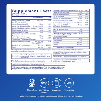 Pure Encapsulations O.N.E. Multivitamin - Once Daily Multivitamin with Antioxidant Complex Metafolin, CoQ10, and Lutein to Support Vision, Cognitive Function, and Cellular Health* - 60 Capsules Pure Encapsulations buy supplements Au