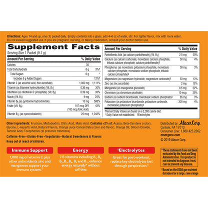 Emergen-C 1000mg Vitamin C Powder for Daily Immune Support Caffeine Free Vitamin C Supplements with Zinc and Manganese