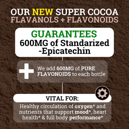 Black Forest High Flavanol Cocoa Powder (1200mg Flavanols & Flavonoids Supplements)10X More Flavanols (Epicatechin) Than Cocoa & 600mg of Epicatechin Supplement