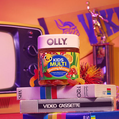 OLLY Kids Multivitamin Gummy Worms, Overall Health and Immune Support, Vitamins and Minerals A, C, D, E, Bs and Zinc, Chewable Supplement