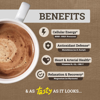 Black Forest Longevity Mix Liquid NAD+ Alternative Mocha Coffee 10-in-1 with NMN 250mg, Glutathione 250mg, TMG, Magnesium Glycinate, Vitamins D3 K2 C B12, High Polyphenol Cocoa, 30 Servings Black ForestBuy Supplements Australia